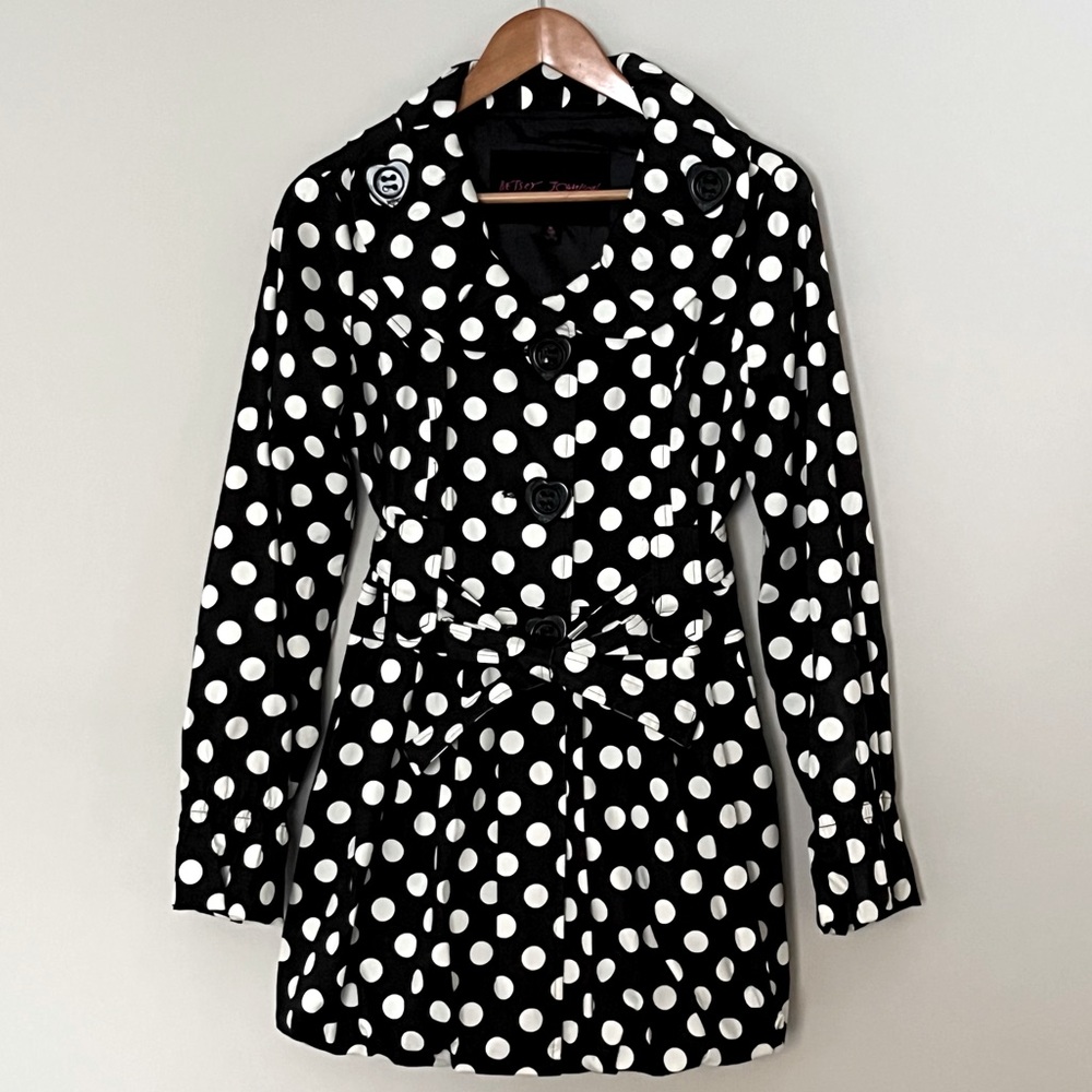 Betsey Johnson Polka Dot Bubble Hem Trench Coat